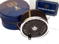 REEL: Hardy Marquis Salmon No.3 wide drum alloy fly reel, in as new condition, black handle,