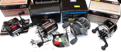 REELS: (4) Abu Ambassadeur Eon 5600 lightweight bait casting reel, level wind, screw adjustable