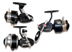 REELS: (3) Collection of spinning reels incl. rare Garcia Mitchell 810 high speed model, bronze
