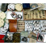 ACCESSORIES: (Qty) Good mixed collection of game fishing flies and boxes, incl. 2 x Wheatley alloy