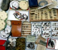 ACCESSORIES: (Qty) Good mixed collection of game fishing flies and boxes, incl. 2 x Wheatley alloy
