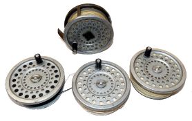 REEL & SPOOLS: (4) Hardy Marquis Salmon No 2 fly fishing reel, black handle, Castle logo drum