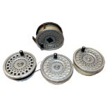 REEL & SPOOLS: (4) Hardy Marquis Salmon No 2 fly fishing reel, black handle, Castle logo drum