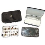 FLY BOXES: (4) Collection of 4 Hardy metal fly tins, early Houghton Eyed Fly Box, green pained