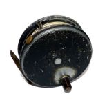 REEL: Hardy Perfect 3 7/8" narrow drum alloy fly reel, black handle, rim tension regulator,
