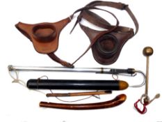 ACCESSORIES: (7) C Farlow, 11 Panton St., London leather rod butt harness for big game fishing, 8"