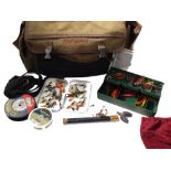 ACCESSORIES: Wychwood Cordura brown multi pocket game bag, 15" wide, carry strap etc.,  plus