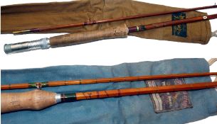 RODS: (2) J S Sharpe of Aberdeen by Farlow The Scottie. 9'6" 2 piece impregnated cane fly rod,