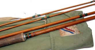 ROD: Pezon et Michel Parabolic Saumon 14' 3 piece split cane salmon fly rod, red agate tip rings,