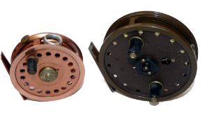 REELS: (2) Milward Floatcraft by J W Young, 4" trotting reel, Rapidex pattern, makers original brown