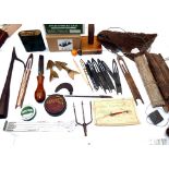 ACCESSORIES: Mixed collection of gadgets incl. a vintage 10" iron harpoon spear head with barb, 2