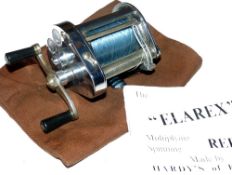 REEL: Fine Hardy Elarex multiplier reel, chrome plated, twin handle, level wind brake casting