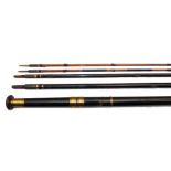 ROD: Early J Jones Maker 111 Jermyn St., London, 16' greenheart/lancewood drop ring rod, 5 piece