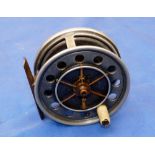 REEL: Scarce Allcock Aerial Model Perfect 3" alloy fly reel, 6 spoke with tension adjuster to