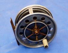 REEL: Scarce Allcock Aerial Model Perfect 3" alloy fly reel, 6 spoke with tension adjuster to