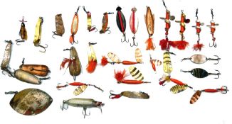 LURES: (30) Collection of Abu Sweden lures incl. 4 x Virveln spiral lures in silver and gold,