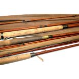 RODS: (3) Farlow of London 13'6" 3 piece greenheart salmon fly rod, recently refurbished, black