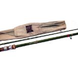 ROD: Rare Hardy The Ideal Roach Rod, 11' 2 piece green washed whole cane, with split cane spliced in