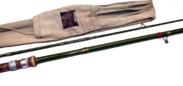 ROD: Rare Hardy The Ideal Roach Rod, 11' 2 piece green washed whole cane, with split cane spliced in