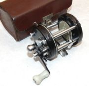 REEL & CASE: (2) Rare early Abu Ambassadeur 6000 black multiplier reel, single counter balanced