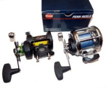 REELS: (2) Penn 220 GTO level wind multiplier reel in as new condition, alloy spool, star drag