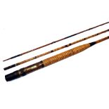 ROD: Unusual Ogden Smith of London bamboo/greenheart 12' 3 piece trout fly rod, decorative whole