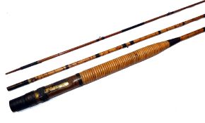 ROD: Unusual Ogden Smith of London bamboo/greenheart 12' 3 piece trout fly rod, decorative whole