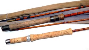 "RODS: (2) Hamlin of Cheltenham The Test 9' 2 piece split cane trout fly rod, No.3227/1, fine