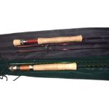 RODS: (2) Sharpe's of Aberdeen The Gordon 9'6" 3 piece carbon trout fly rod, line rate 7, burgundy