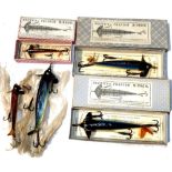 LURES: (5) Five Brown's Phantom minnow lures, all new old stock, 3 x No.9" examples in blue/