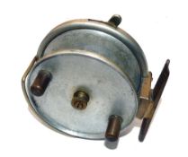 REEL: Hardy The Longstone 4" alloy sea reel, twin brown handles, nickel central drum screw, side