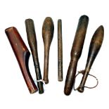 PRIESTS: (6) Collection of 6 vintage wood salmon priests, various shapes, lengths from 10" to 13",