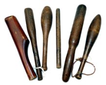 PRIESTS: (6) Collection of 6 vintage wood salmon priests, various shapes, lengths from 10" to 13",