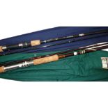 RODS: (2) Abu Garcia Firefighter 9100 carbon spinning rod, 10' 2 pce, grey blank, SIC lined