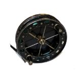 REEL: Allcock Match Aerial 4.5" diameter narrow drum centre pin reel, 6 spoke, tension adjuster,