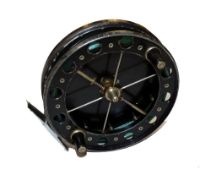 REEL: Allcock Match Aerial 4.5" diameter narrow drum centre pin reel, 6 spoke, tension adjuster,