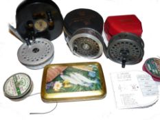 REELS: (3) & ACCESSORIES: hardy Sunbeam 6.7 alloy trout fly reel, rear disc adjuster, smooth