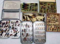 FLIES & BOXES: (Qty) Hardy Wheatley alloy salmon fly box c/w internal security clips, measures 7"