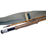 ROD: Hardy The Perfection Palakona 9' 2 piece split cane trout fly rod, No.E3966, agate butt/tip