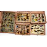 FLIES: (Qty) Collection of approx 200 assorted salmon flies, sizes 1" to 2", varied collection of