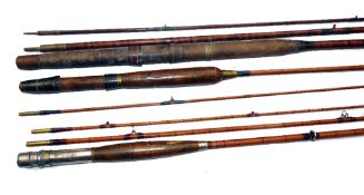 RODS: (3) Three decorative split bamboo/cane rods incl. a 9' 3 piece USA style trout fly rod,
