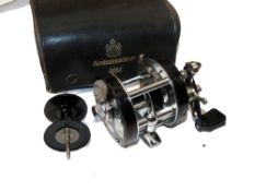 REEL: ABU Sweden Ambassadeur 5001 C black multiplier reel, smooth end plates, black handle, foot