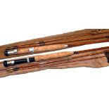 RODS: (2) Fosters of Ashbourne The Manifold 9' 3 piece split cane trout fly rod in fine condition,