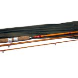 ROD: Allcock Super Wizard 11' 3 piece Avon style river rod with whole cane butt, split cane middle/