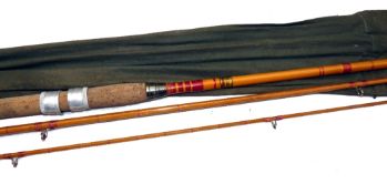 ROD: Allcock Super Wizard 11' 3 piece Avon style river rod with whole cane butt, split cane middle/