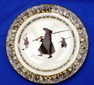 PORCELAIN: Royal Doulton Isaac Walton ware 10.75" diameter dished plate, pattern D2312, 3 anglers by