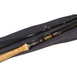 ROD: Hardy Graphite Salmon Fly rod, 13'9", 3 piece, grey blank, snake guides whipped black tipped