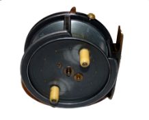 REEL: Early Hardy The Silex 4" alloy narrow drum casting reel, factory quarter rim cut out, twin