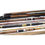 RODS: (5) Collection of 5 fibreglass spinning and fly rods, Abu Suecia 352, 7' 2 piece spinning rod,