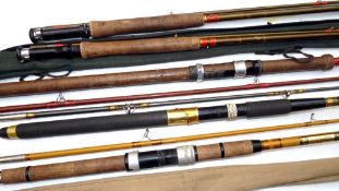 RODS: (5) Collection of 5 fibreglass spinning and fly rods, Abu Suecia 352, 7' 2 piece spinning rod,